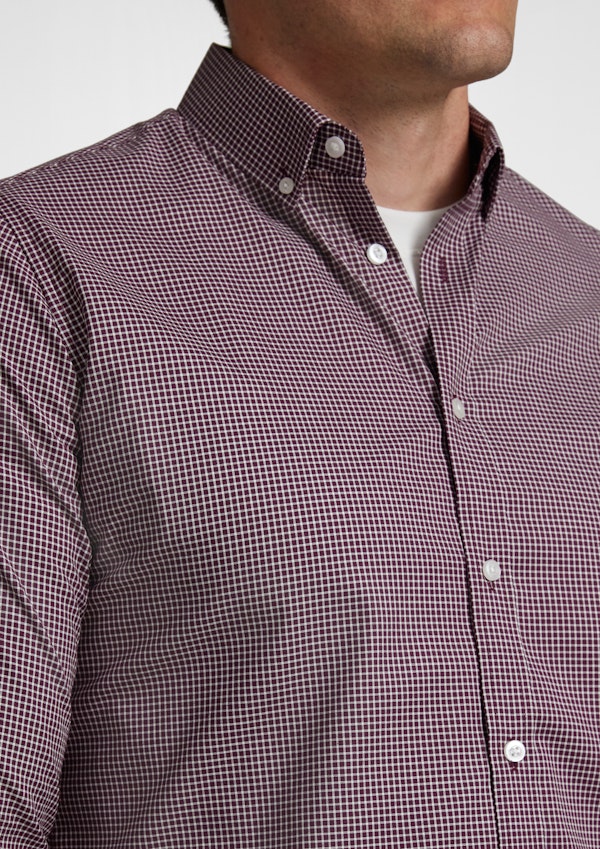 Wine Jaxon Easy Care Check Shirt