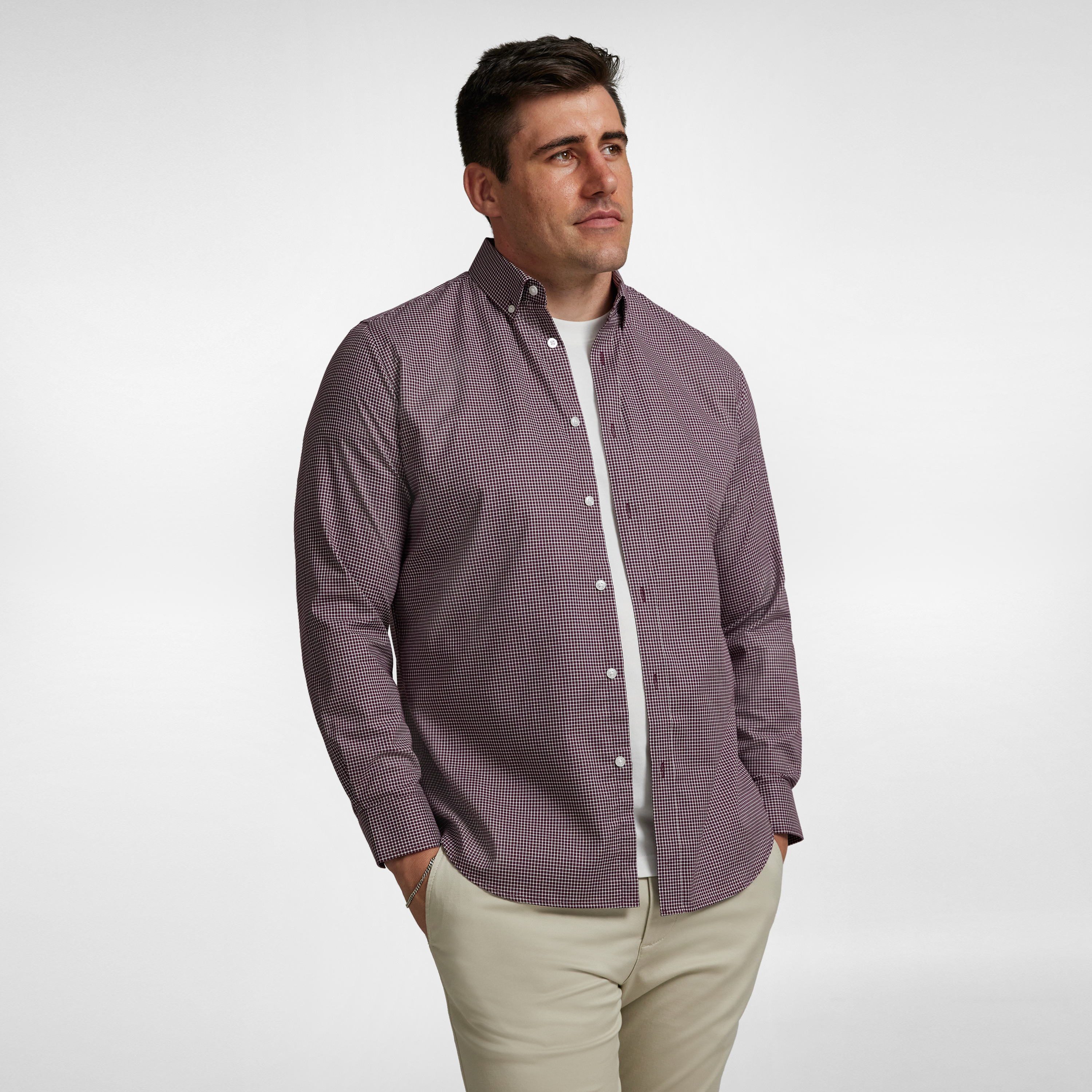 Wine Jaxon Easy Care Check Shirt