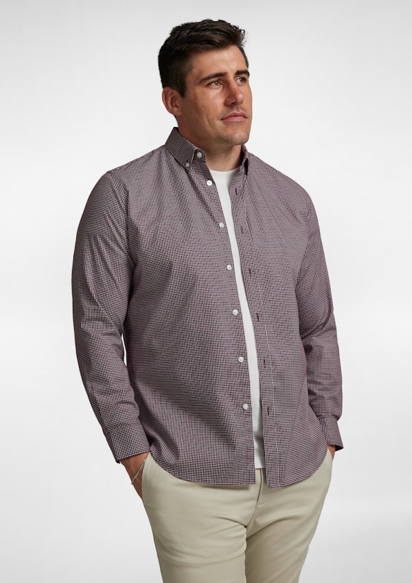 Wine Jaxon Easy Care Check Shirt