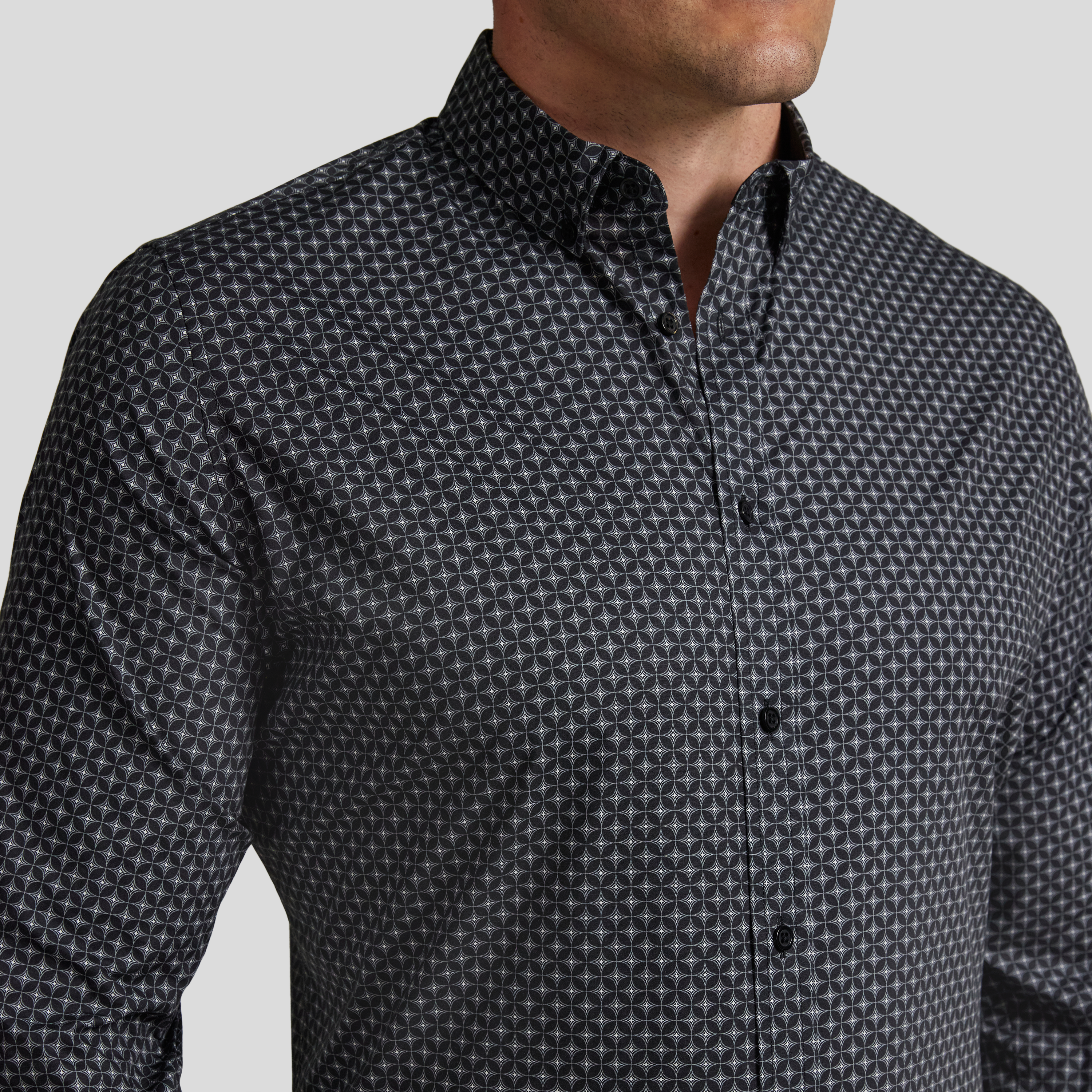 Black Miller Geo Stretch Shirt