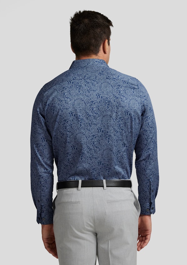 Navy Paisley Print Shirt