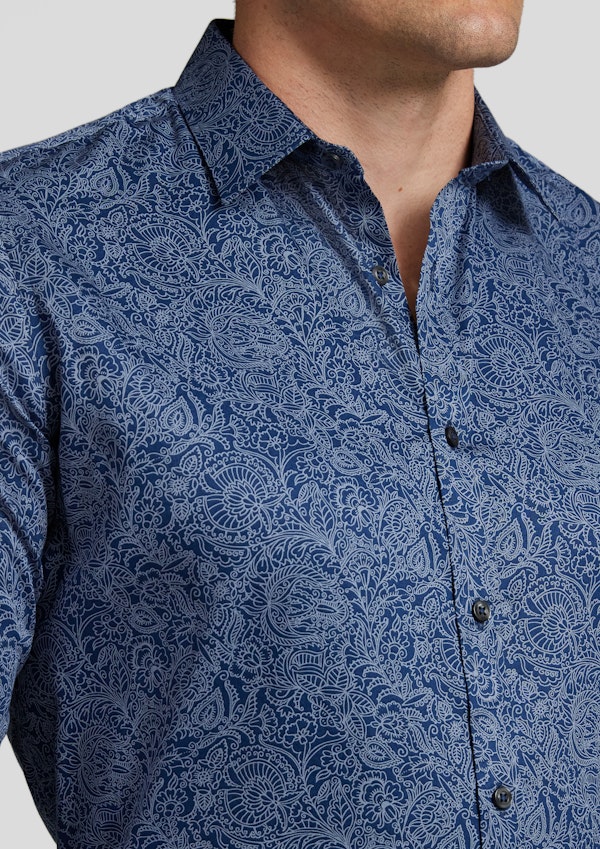 Navy Paisley Print Shirt