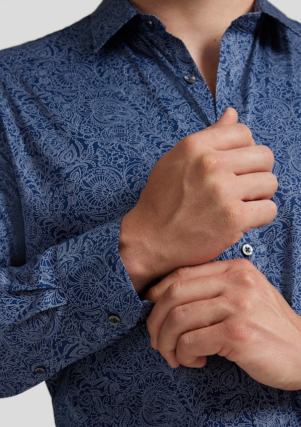 Navy Paisley Print Shirt