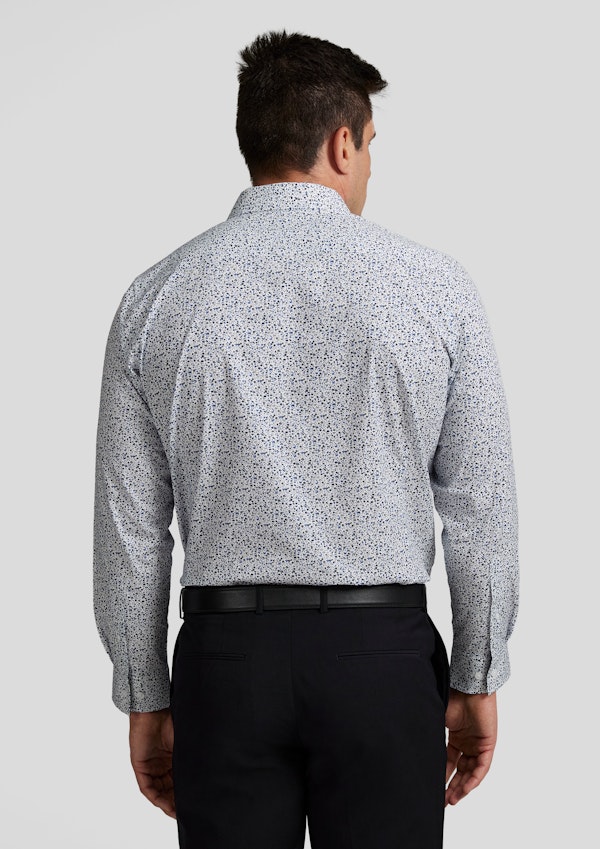 White Leo Ditsy Stretch Shirt