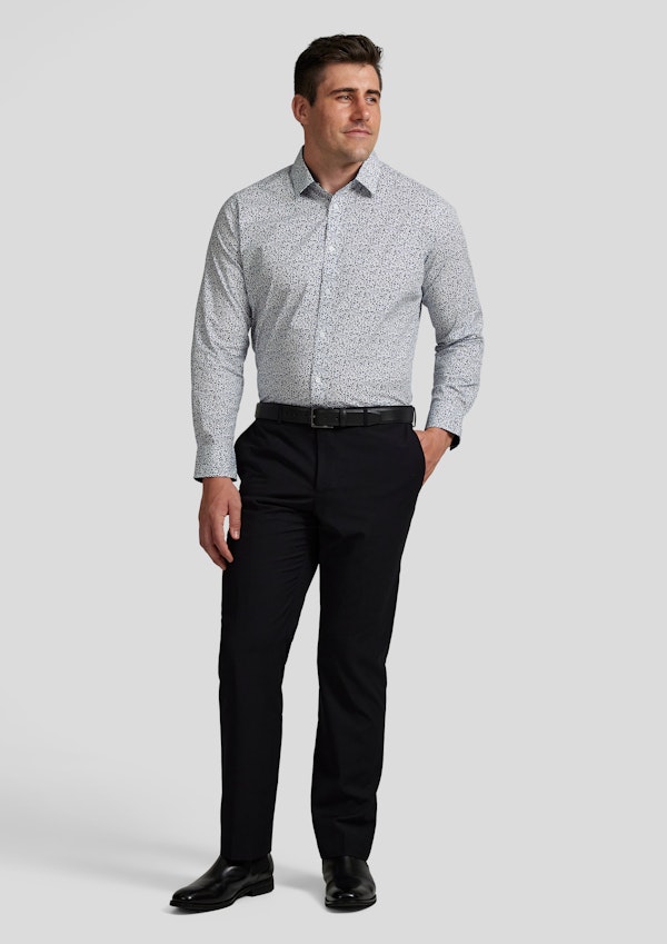 White Leo Ditsy Stretch Shirt