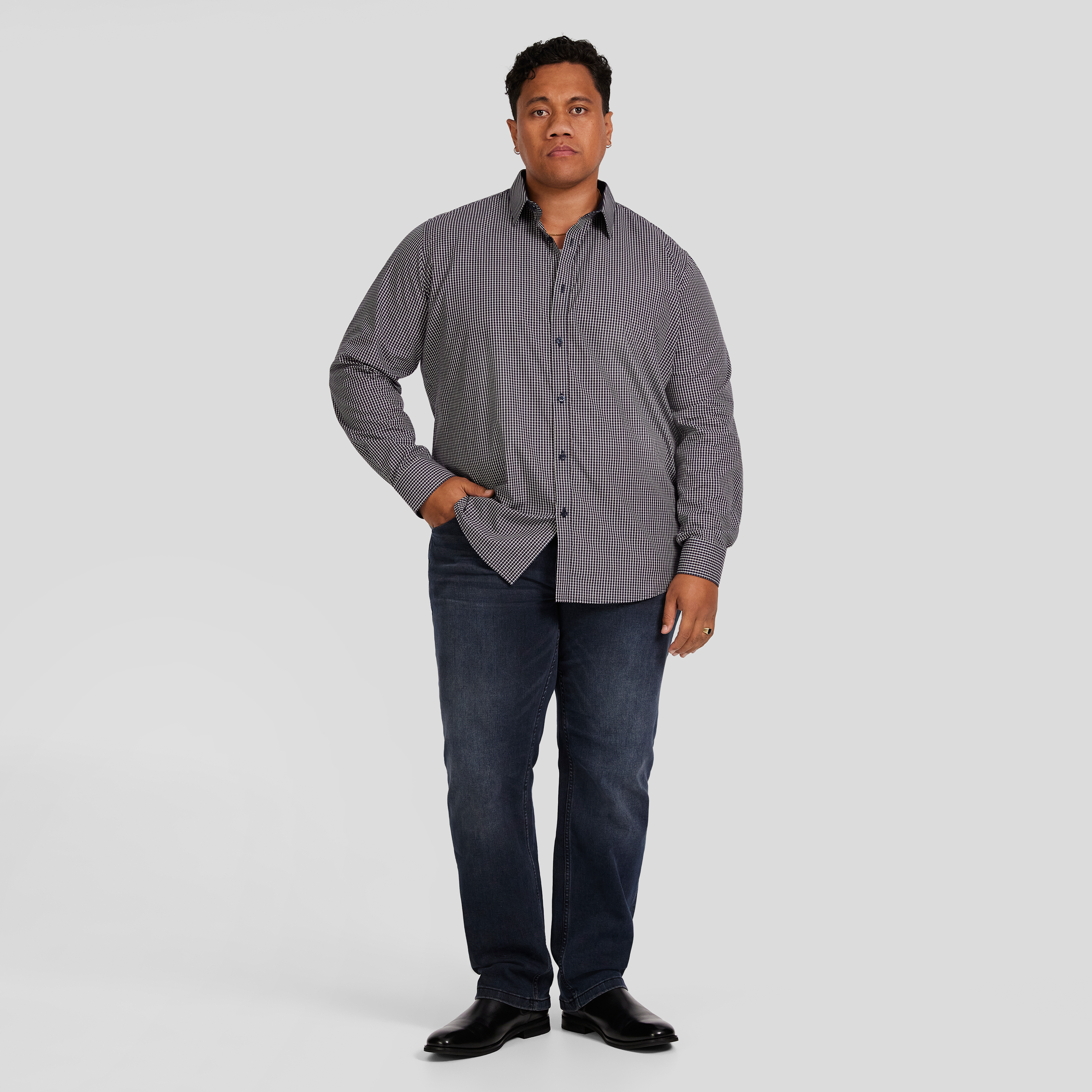 Navy Simon Easy Care Check Shirt