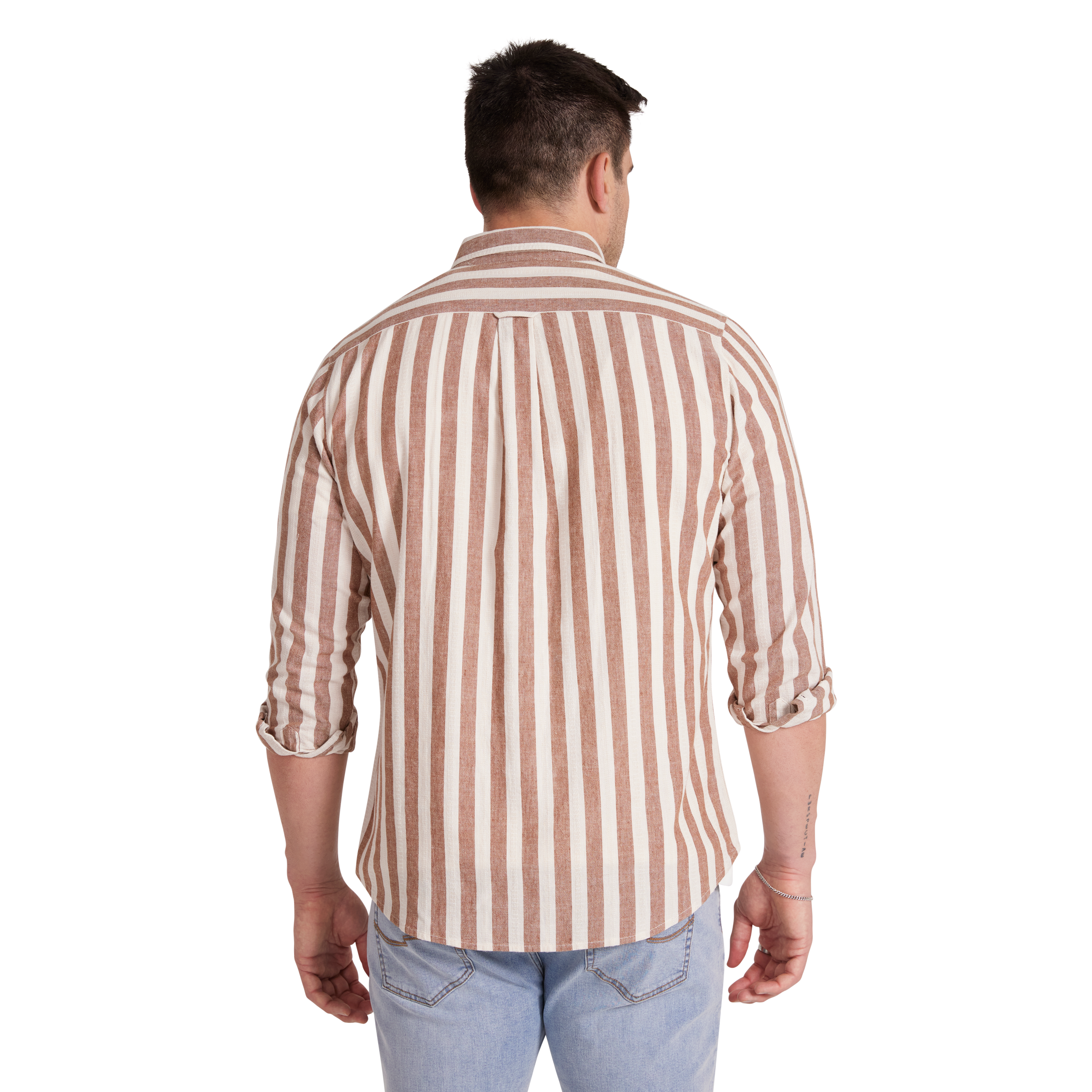 Brown Husky Stripe Linen Blend Shirt