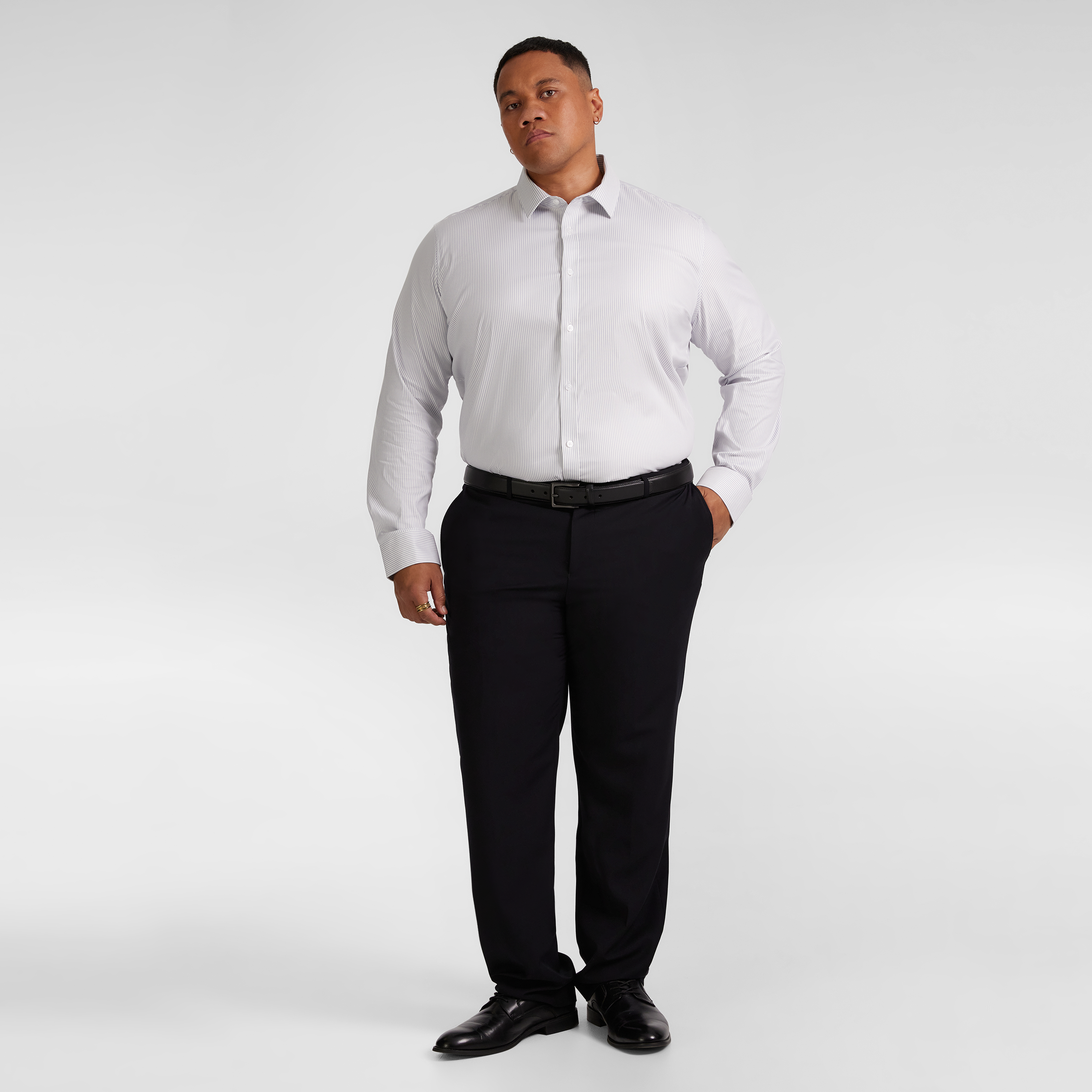 Grey Pinstripe Stretch Shirt