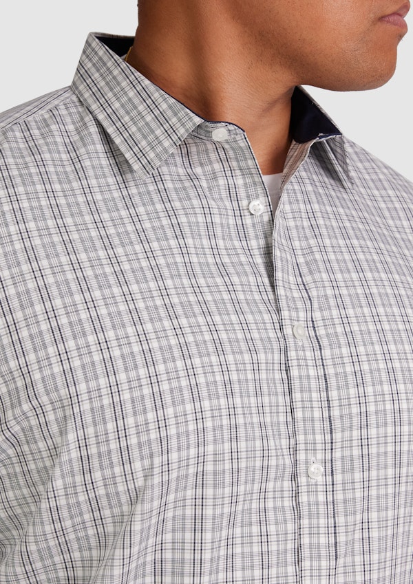 Grey Easy Care Check Shirt