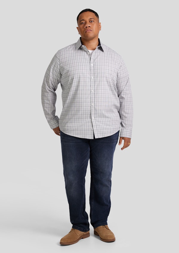 Grey Easy Care Check Shirt