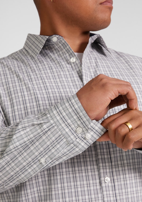 Grey Easy Care Check Shirt