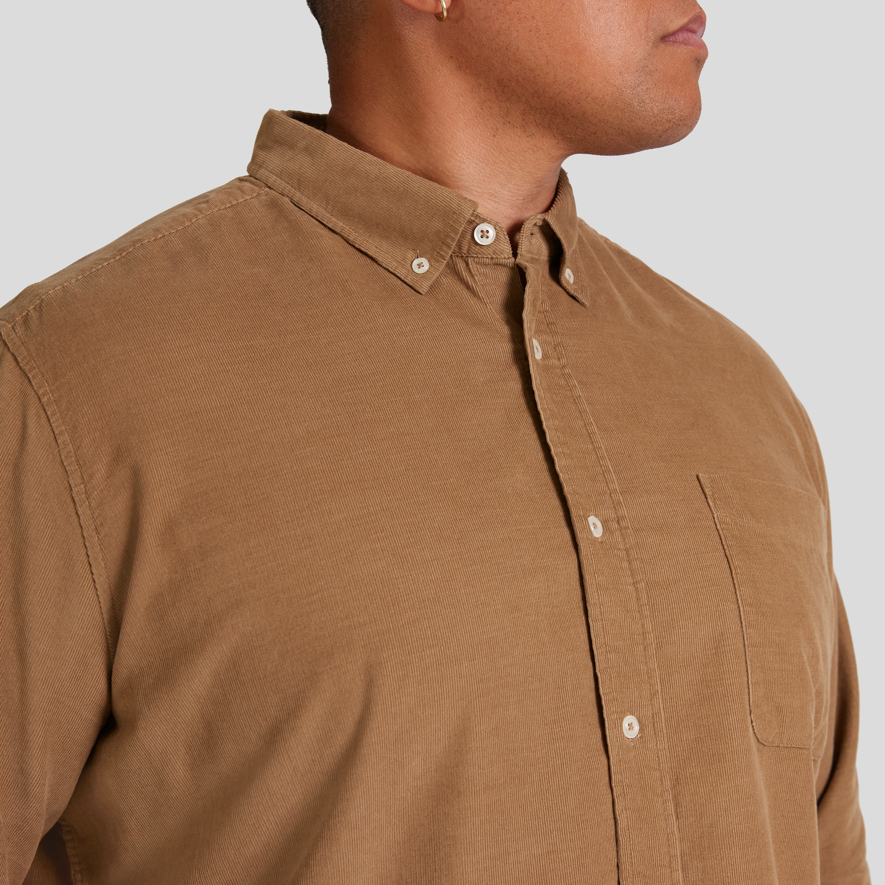 Camel Relax Fit Fine Cord Shirt