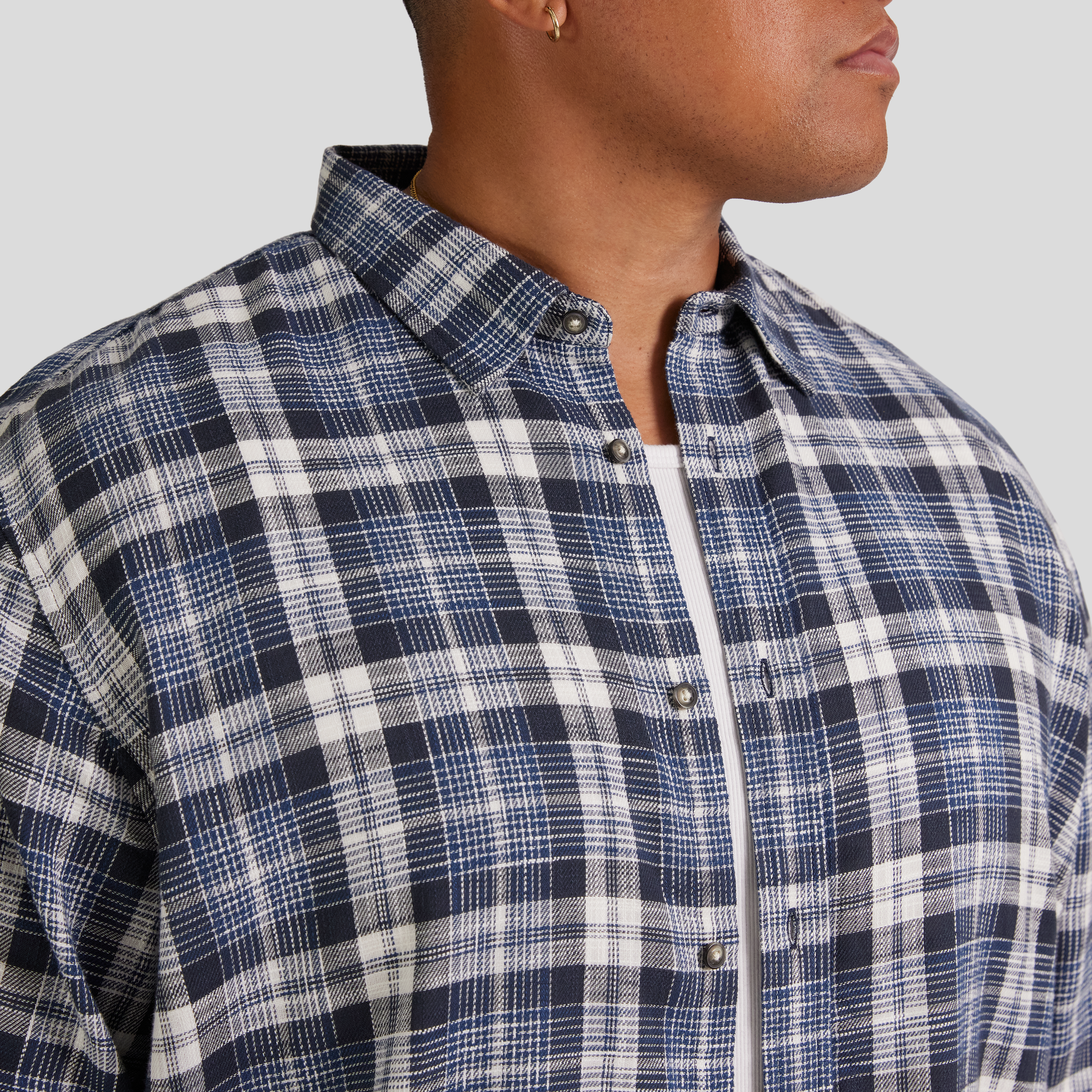 Vintage Blue Harvey Relax Fit Check Shirt