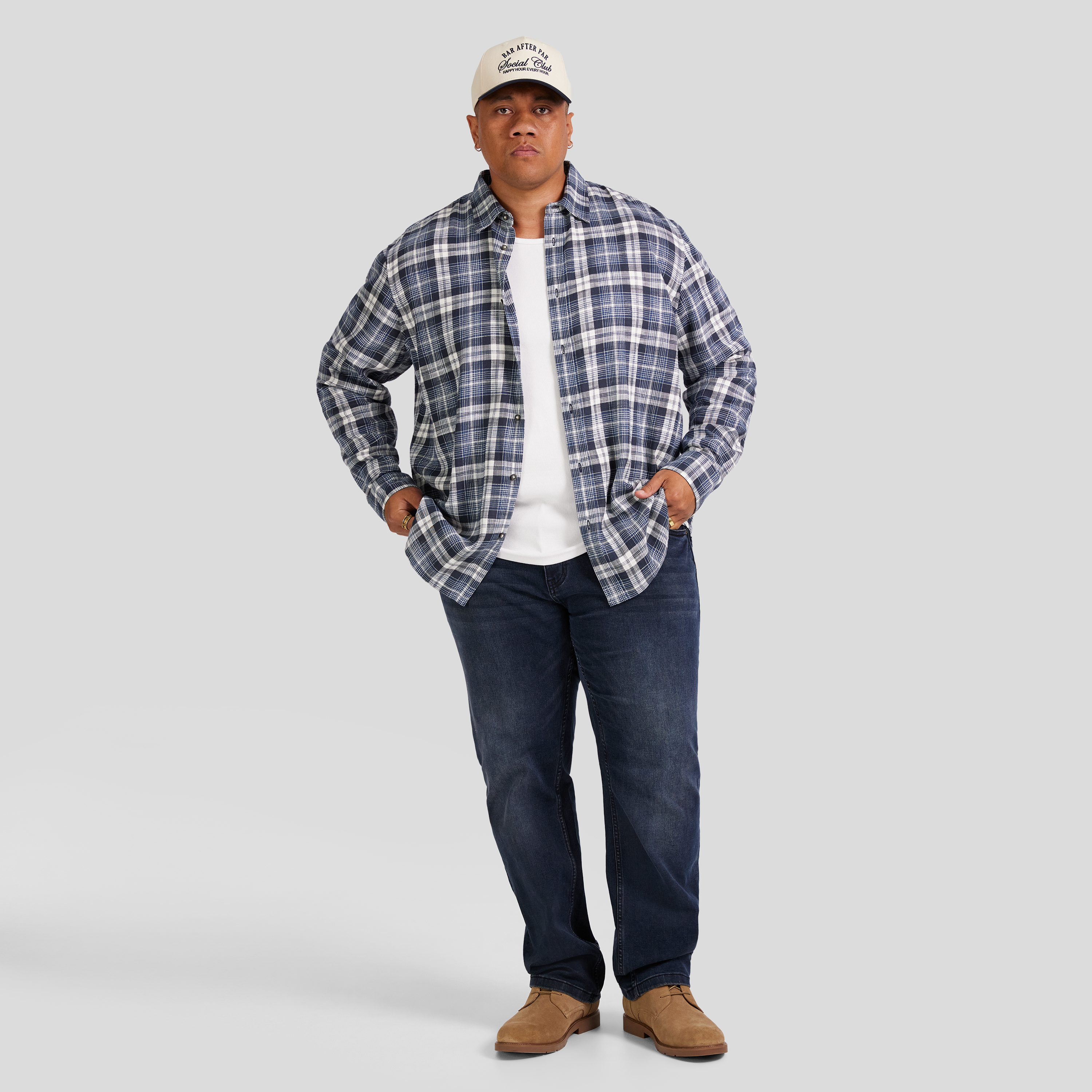 Vintage Blue Harvey Relax Fit Check Shirt