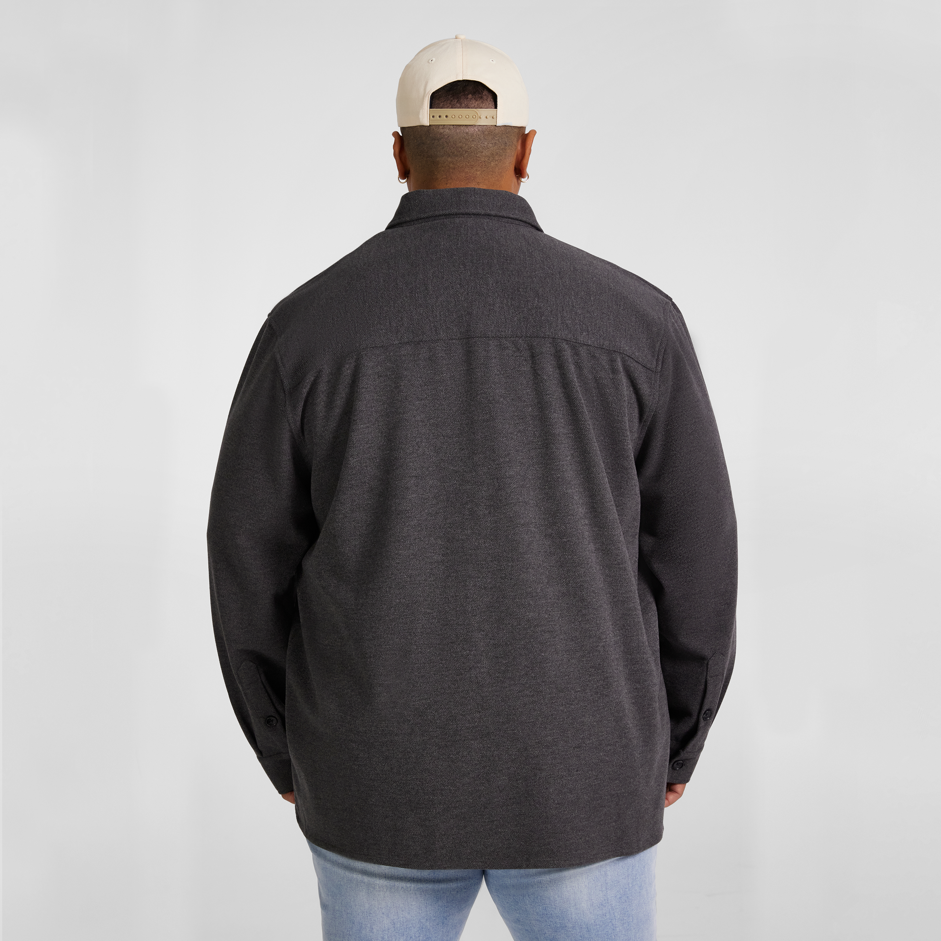 Charcoal Marle Brushed Twill Overshirt