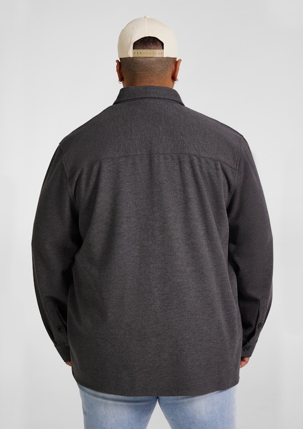 Charcoal Marle Brushed Twill Overshirt