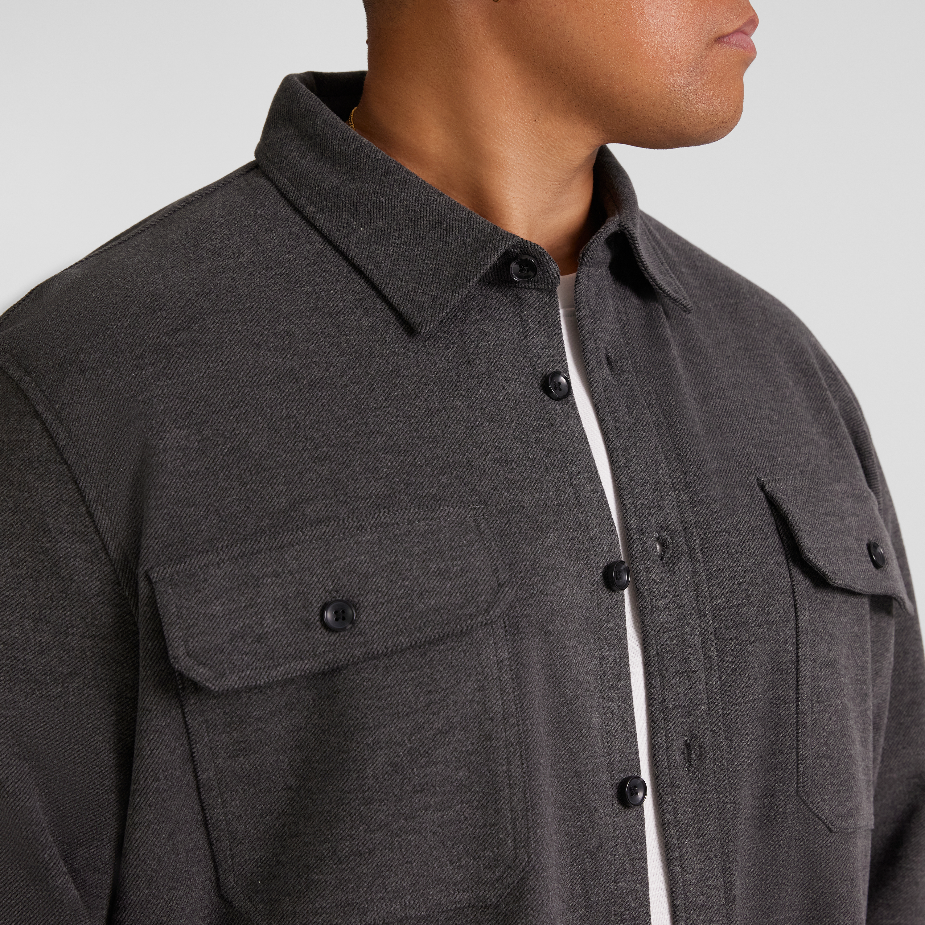 Charcoal Marle Brushed Twill Overshirt