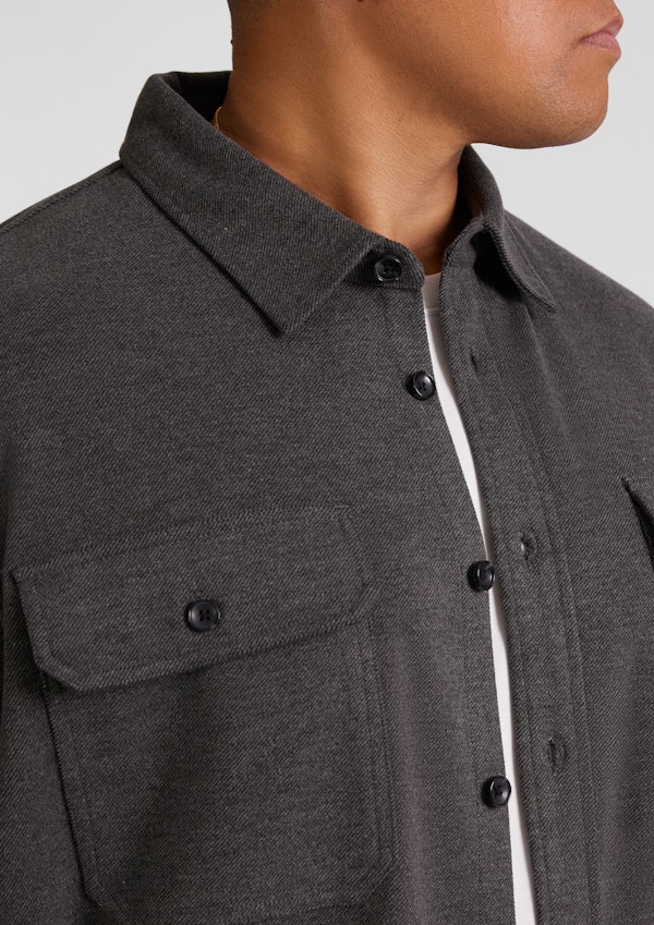 Charcoal Marle Brushed Twill Overshirt