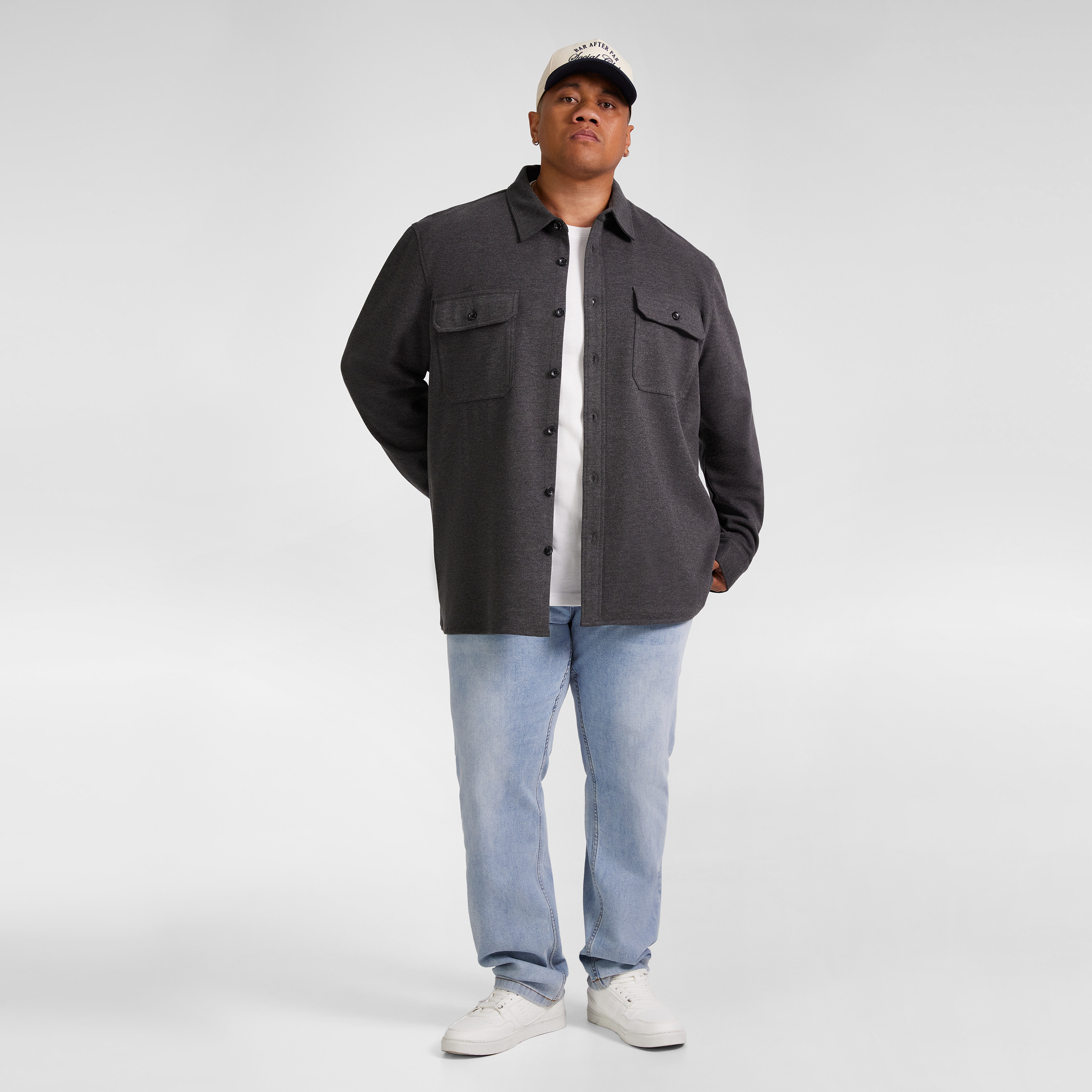 Charcoal Marle Brushed Twill Overshirt