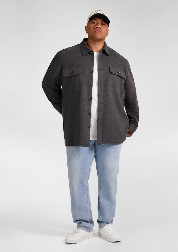 Charcoal Marle Brushed Twill Overshirt