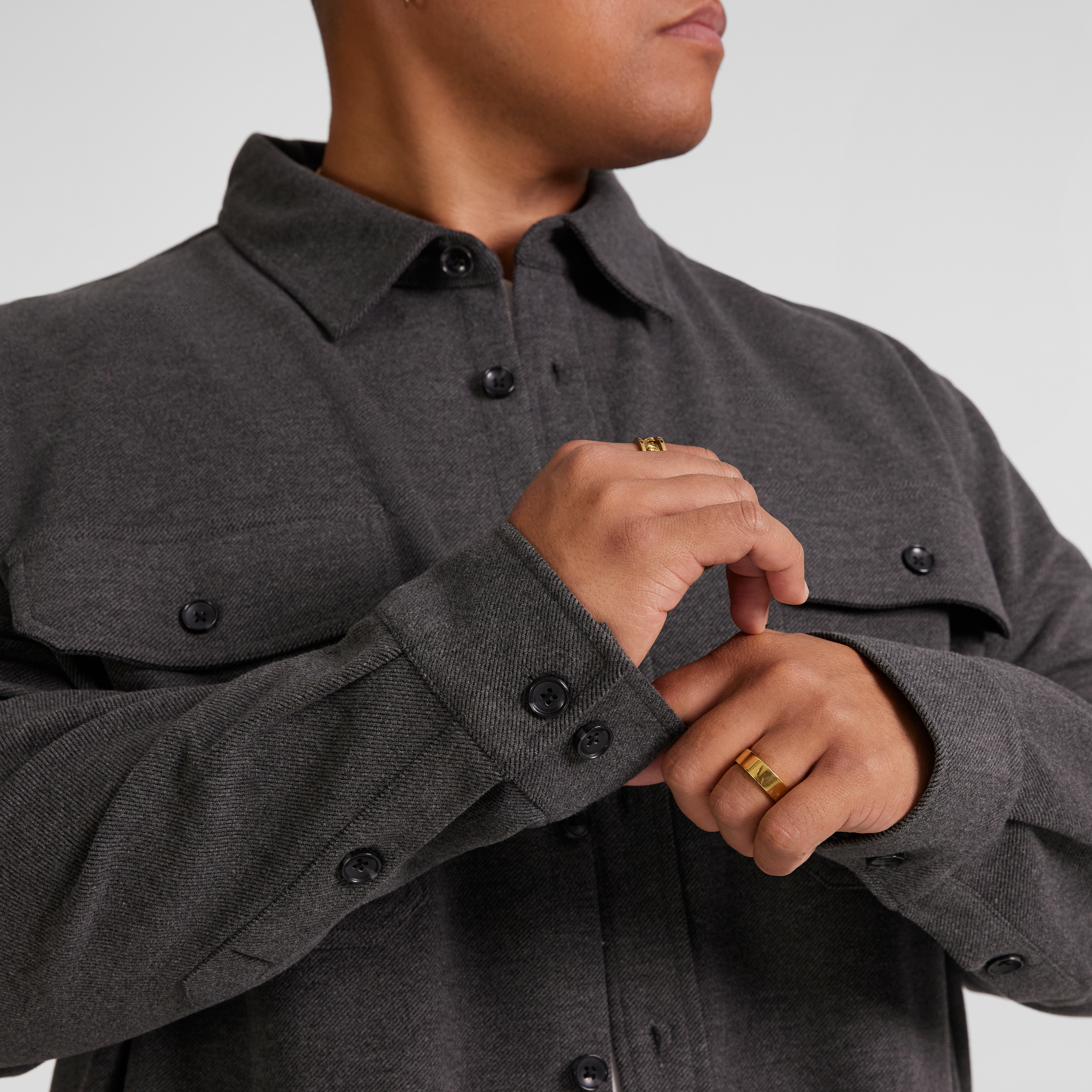 Charcoal Marle Brushed Twill Overshirt