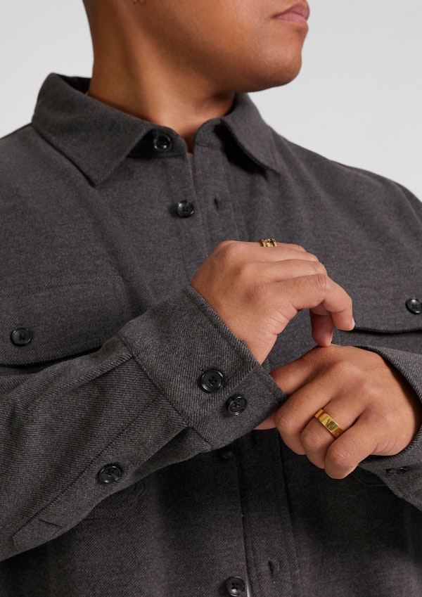 Charcoal Marle Brushed Twill Overshirt