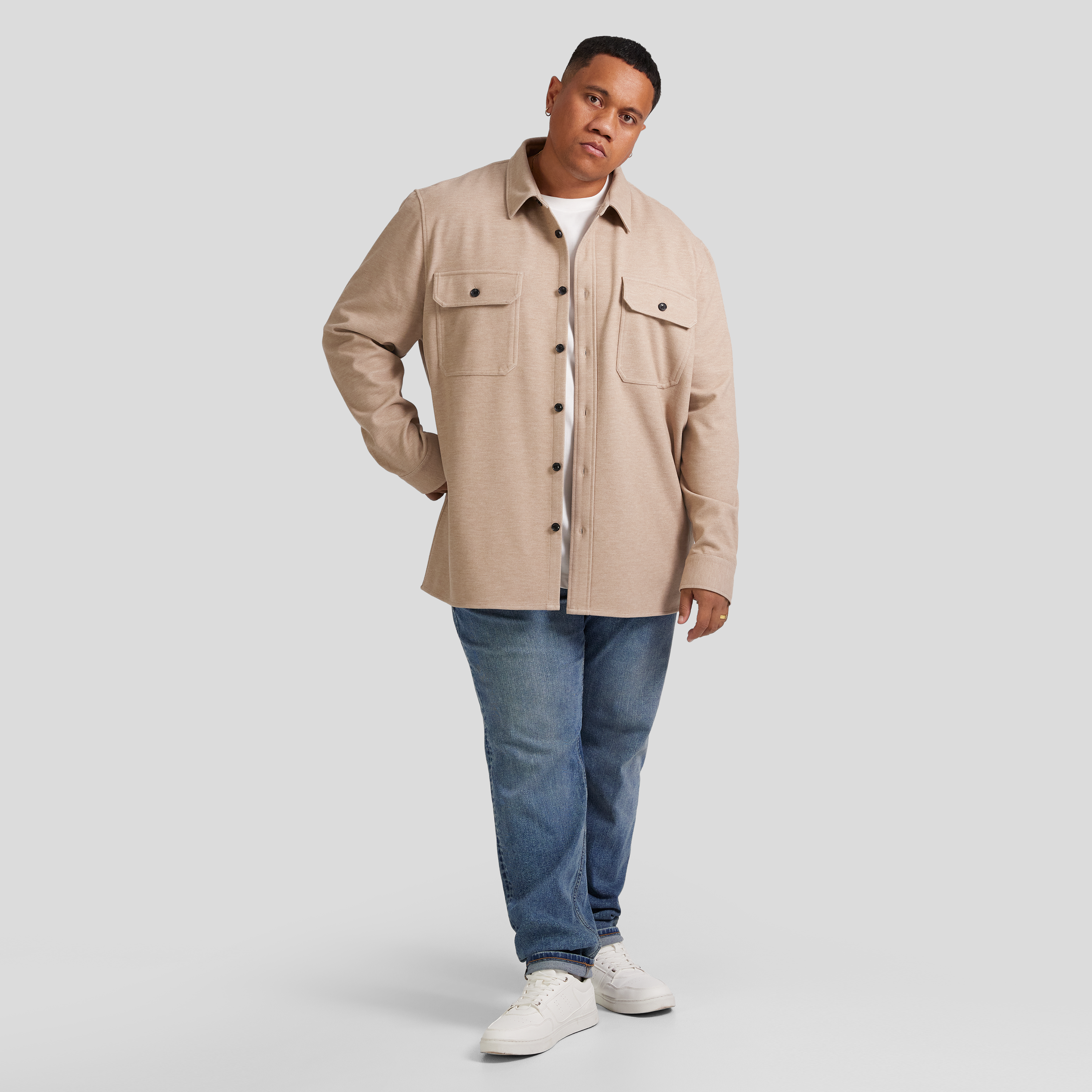 Oat Marle Brushed Twill Overshirt