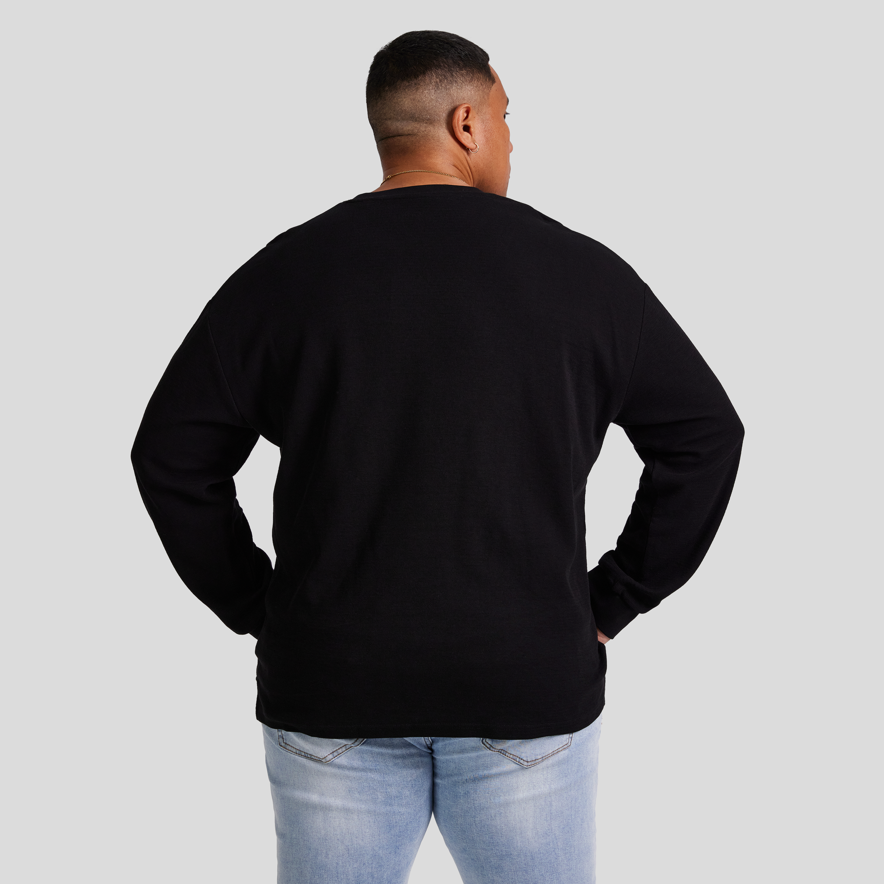 Black Waffle Long Sleeve Top