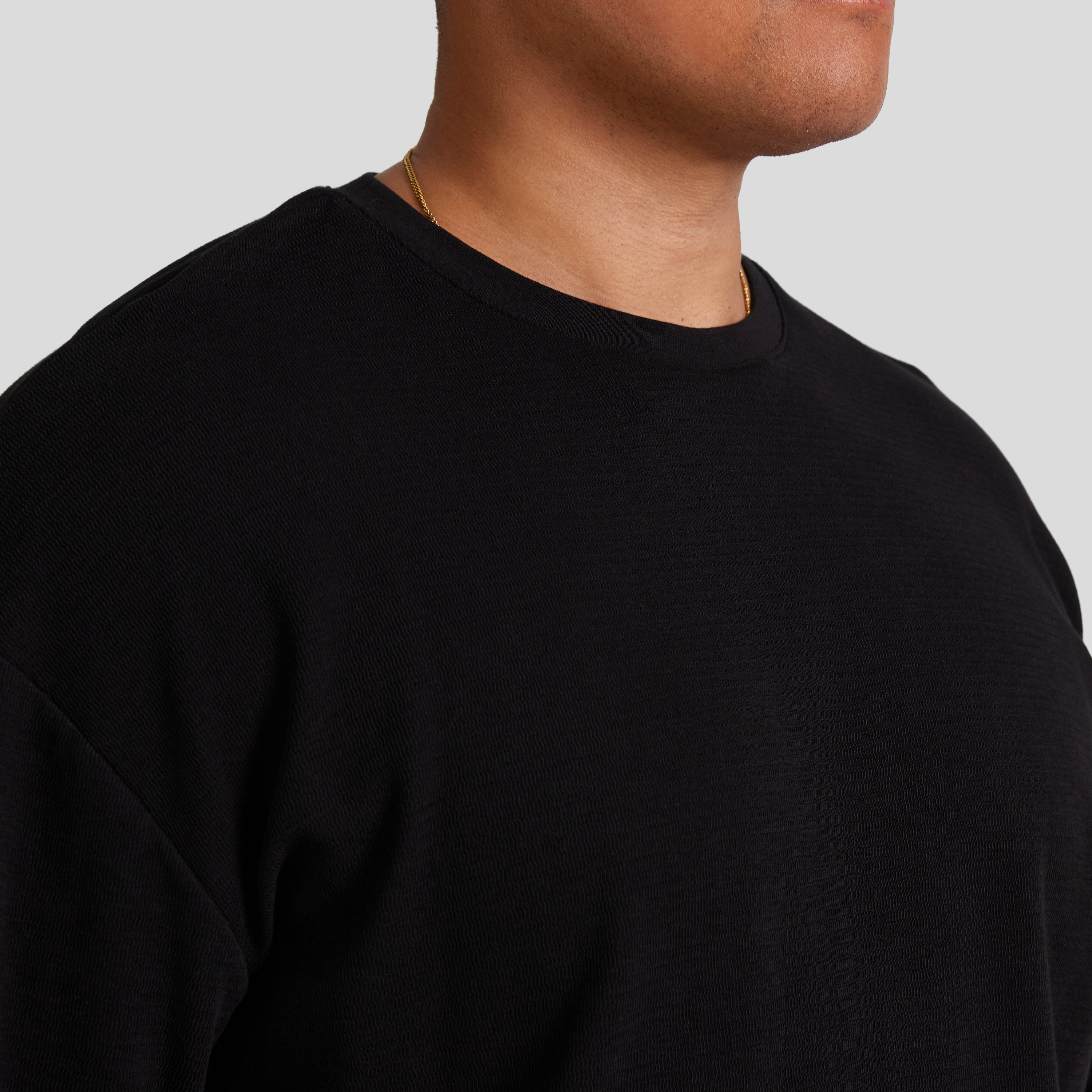 Black Waffle Long Sleeve Top