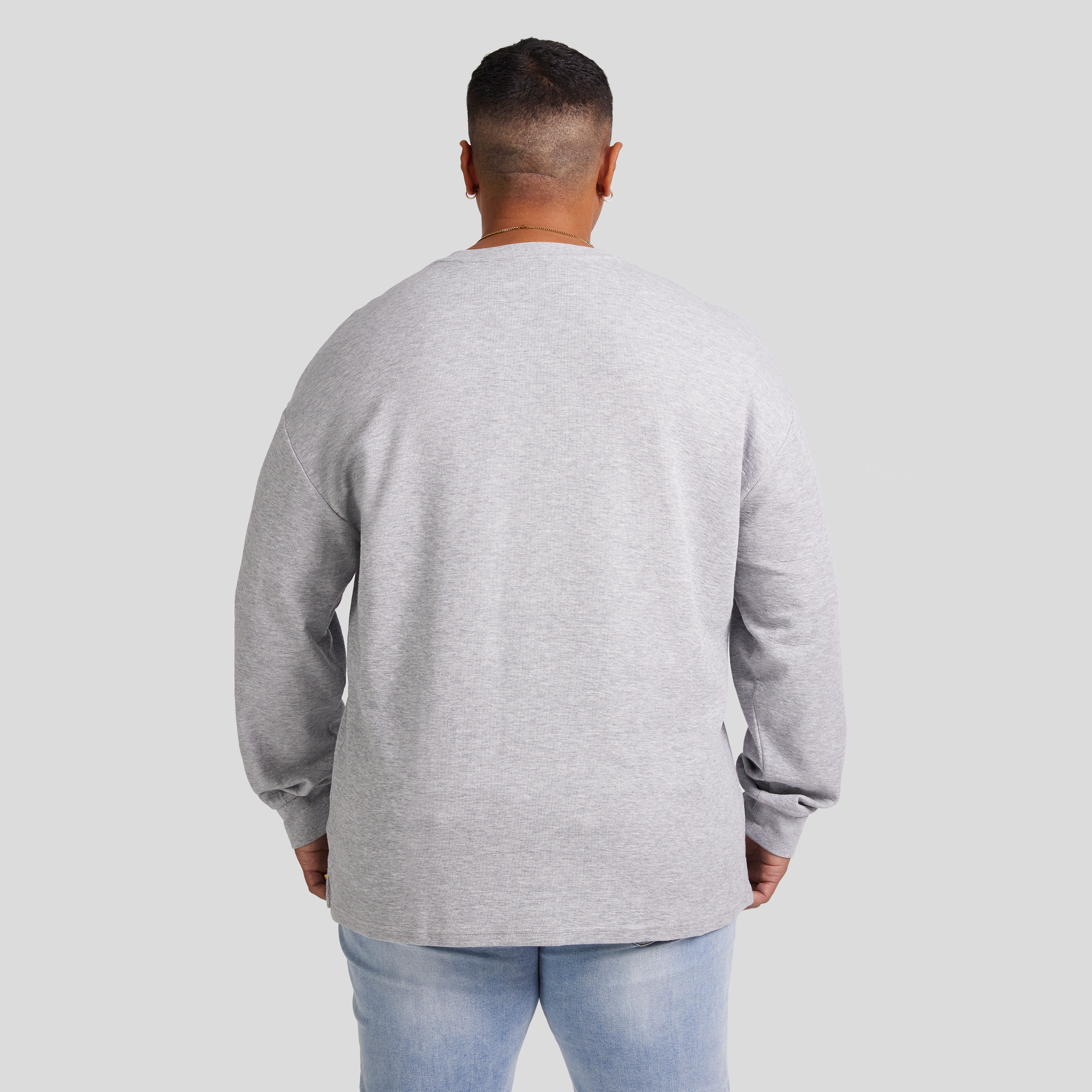 Grey Marle Waffle Long Sleeve Top