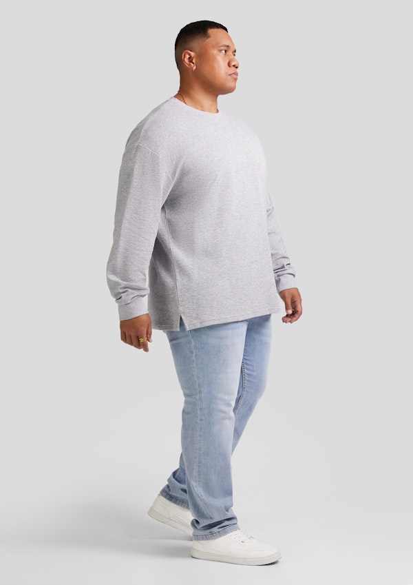 Grey Marle Waffle Long Sleeve Top