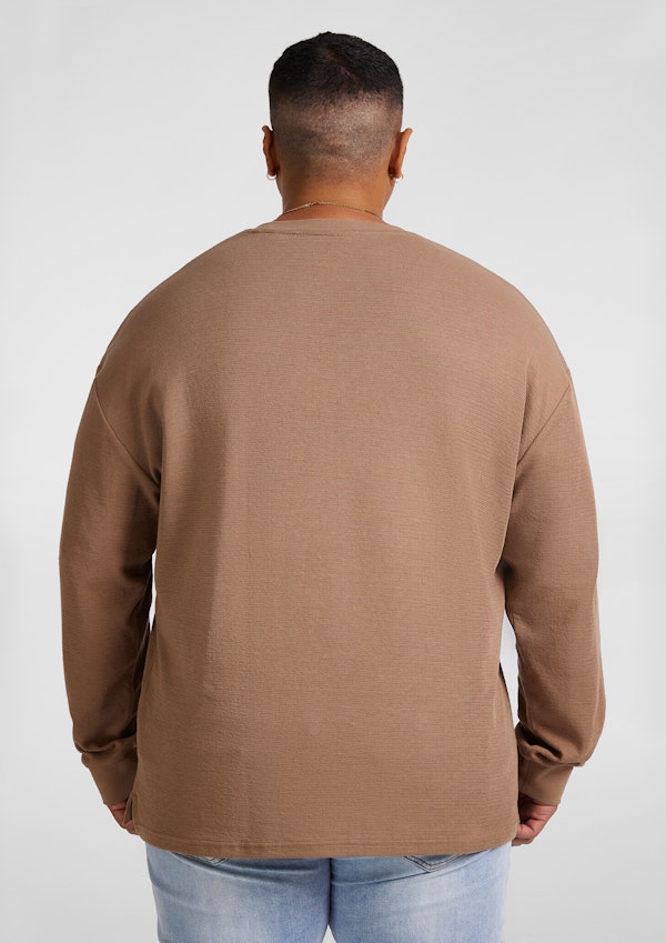 Taupe Waffle Long Sleeve Top