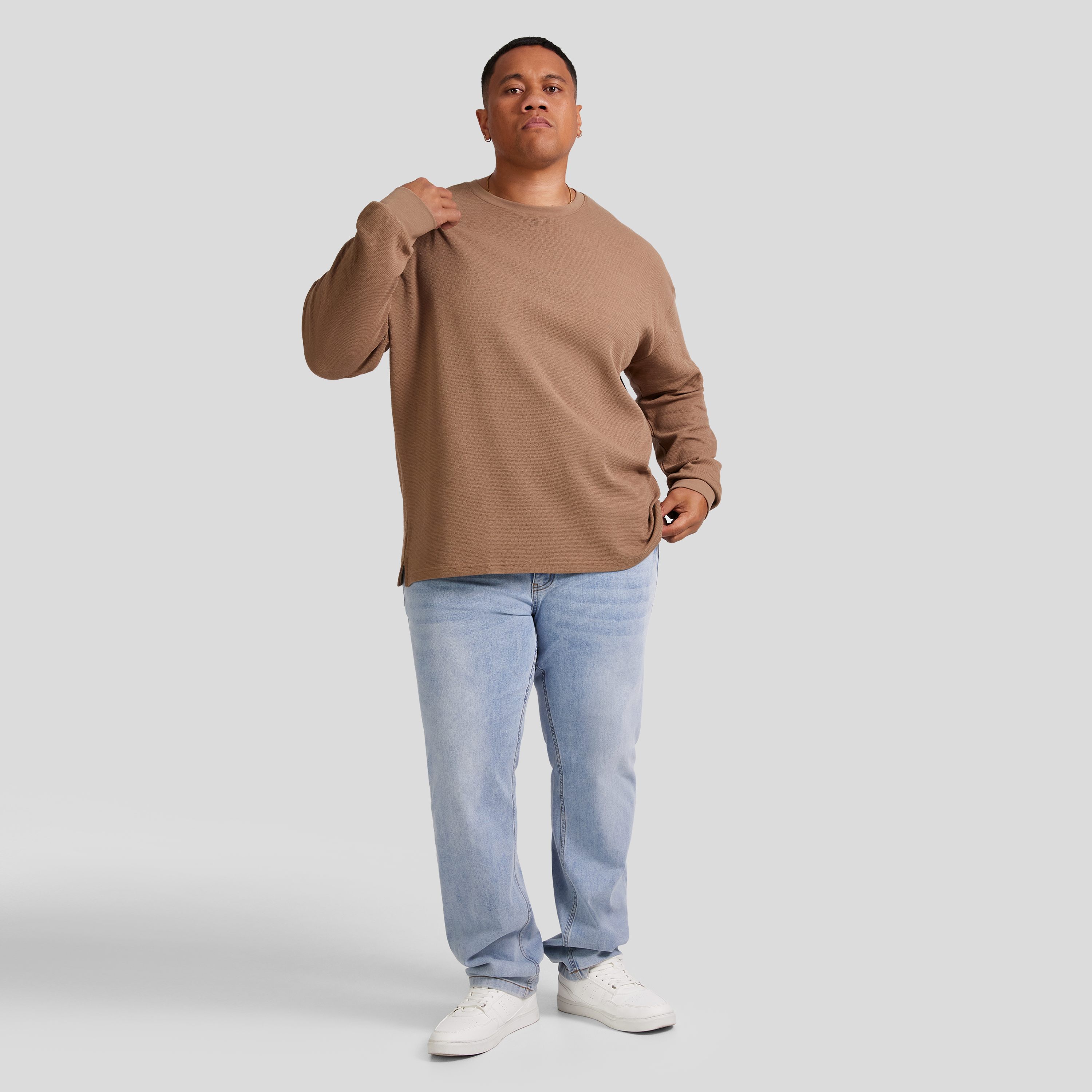 Taupe Waffle Long Sleeve Top