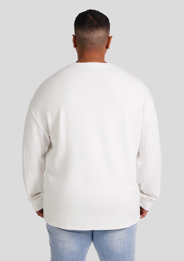 White Waffle Long Sleeve Top