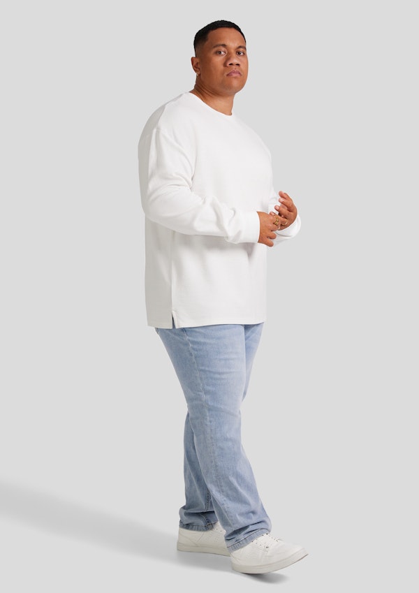 White Waffle Long Sleeve Top