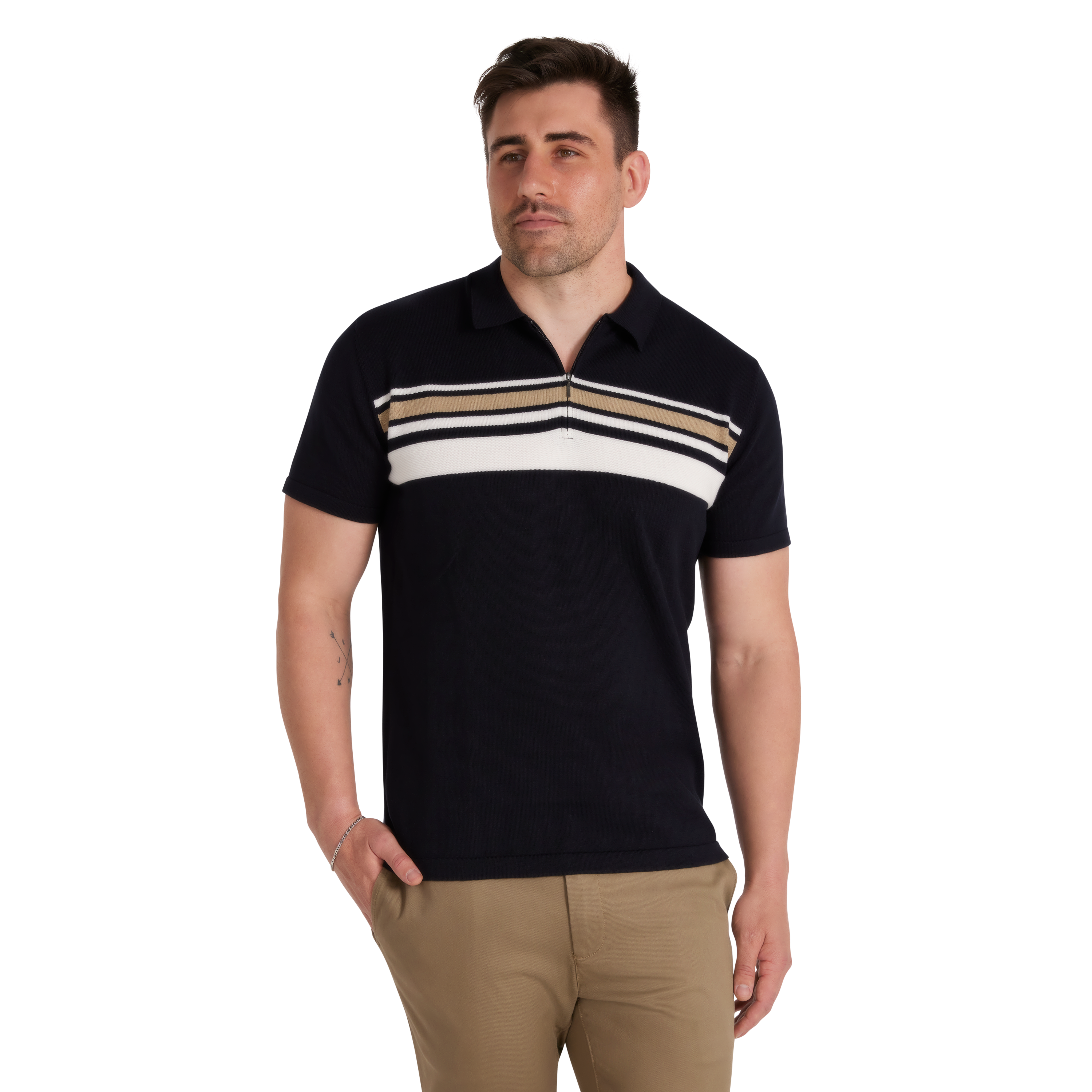 Ivor Stripe Knit Polo