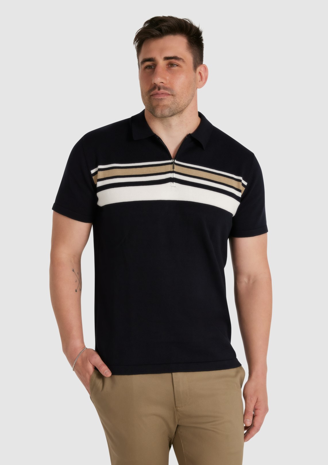 Ivor Stripe Knit Polo