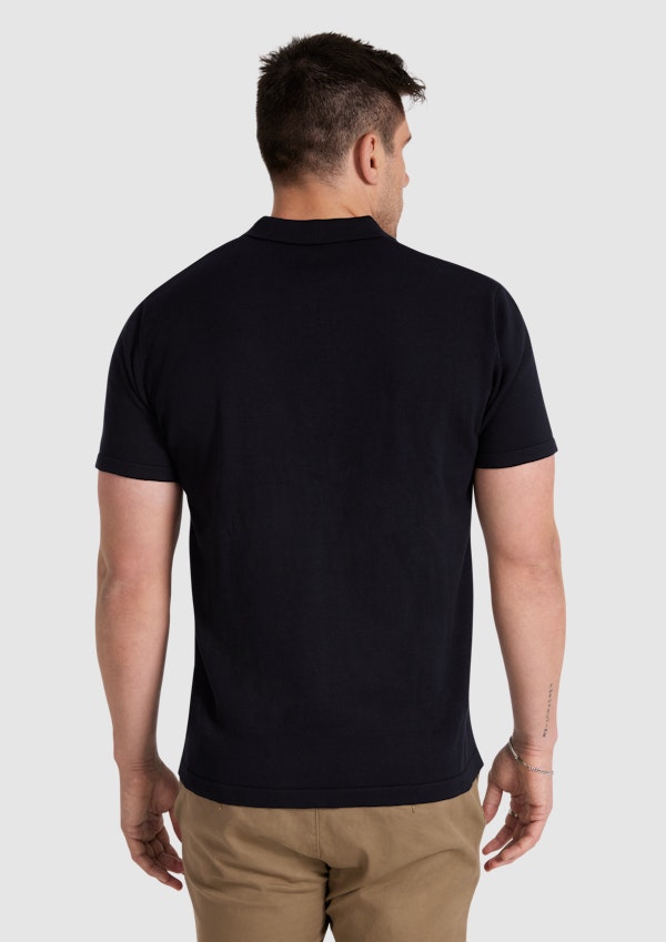 Navy Ivor Stripe Knit Polo