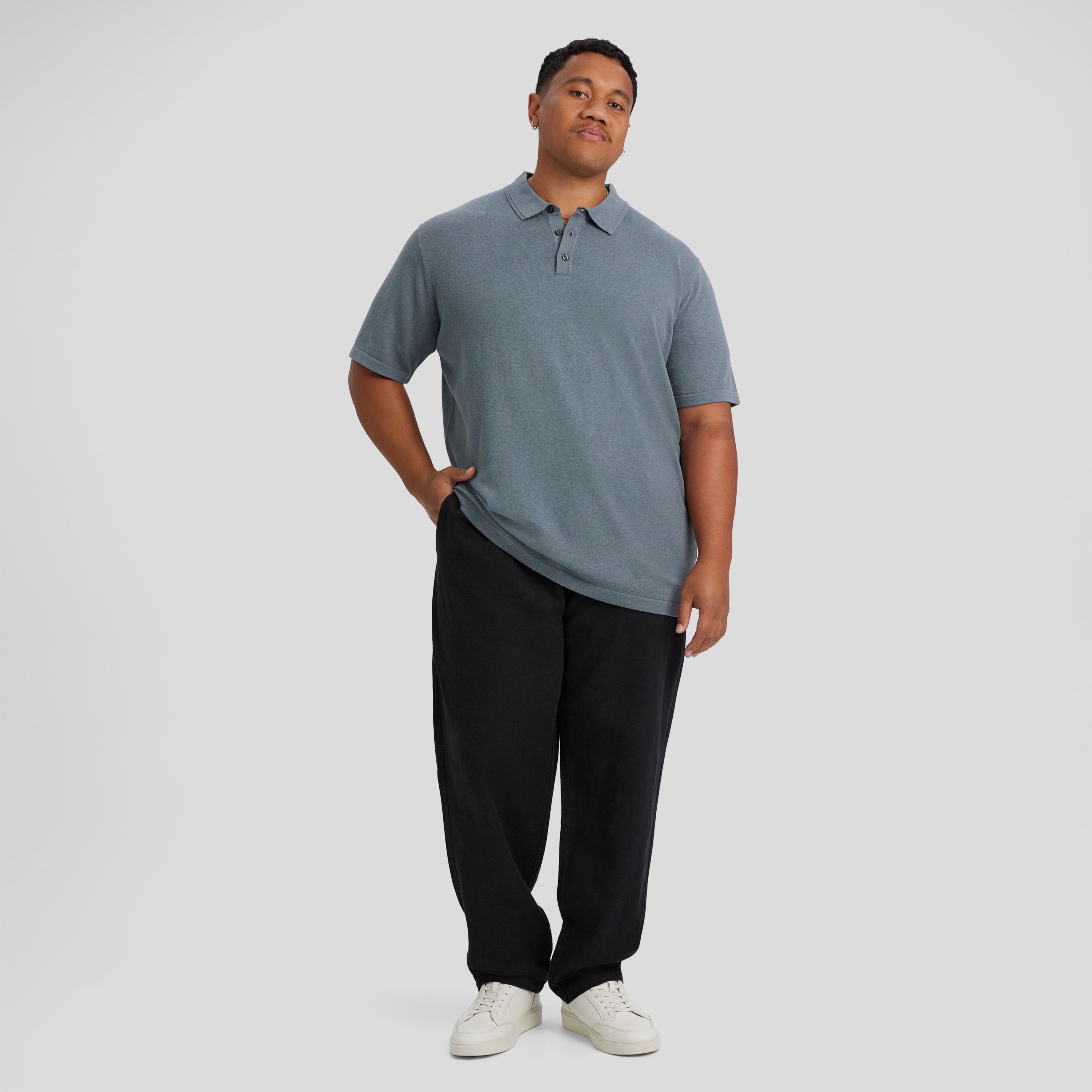 Steel Blue Edwards Knit Polo