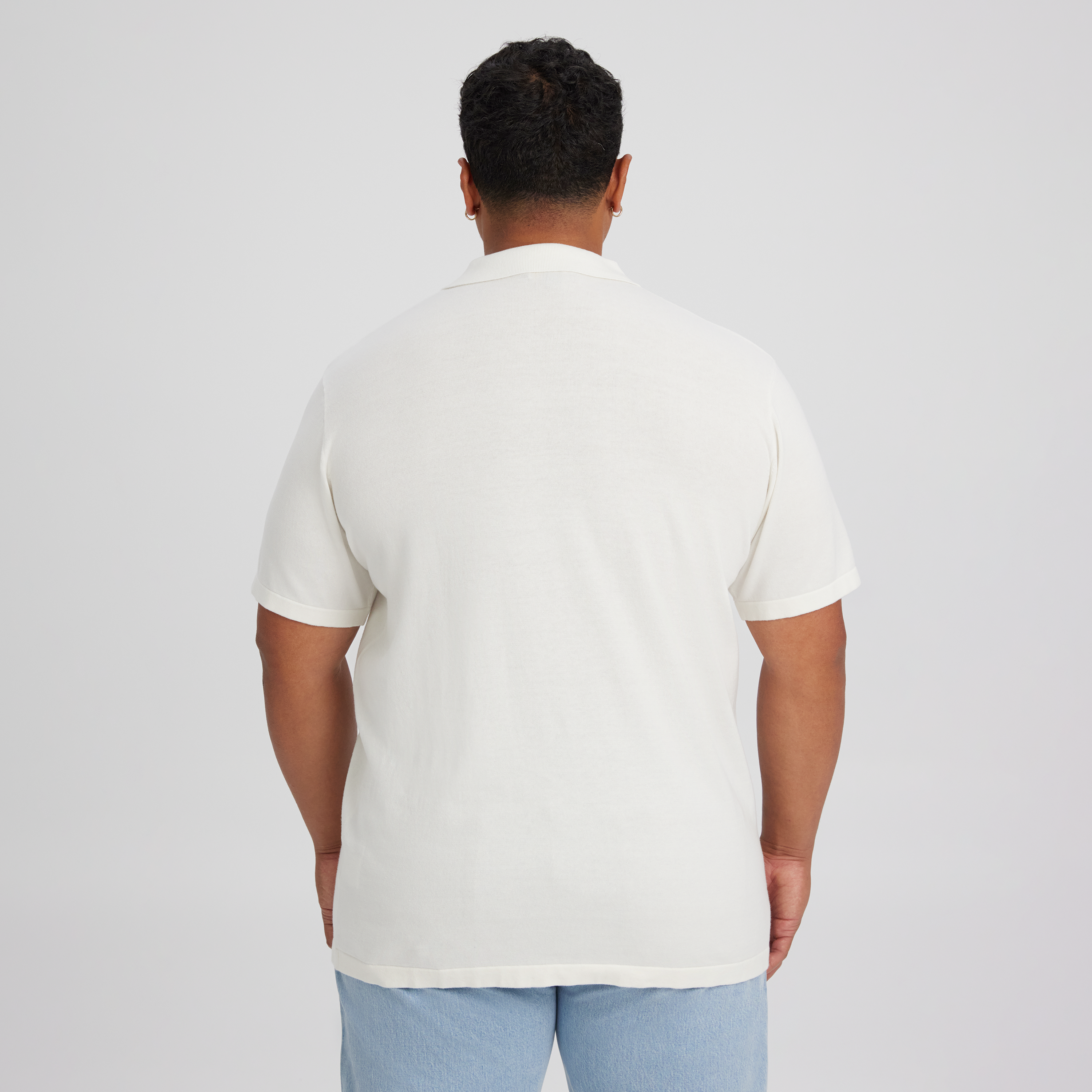 Ivory Archie Textured Knit Polo