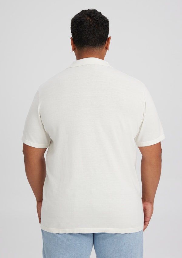 Ivory Archie Textured Knit Polo