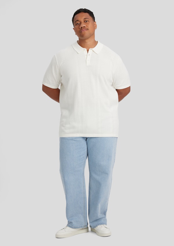 Ivory Archie Textured Knit Polo