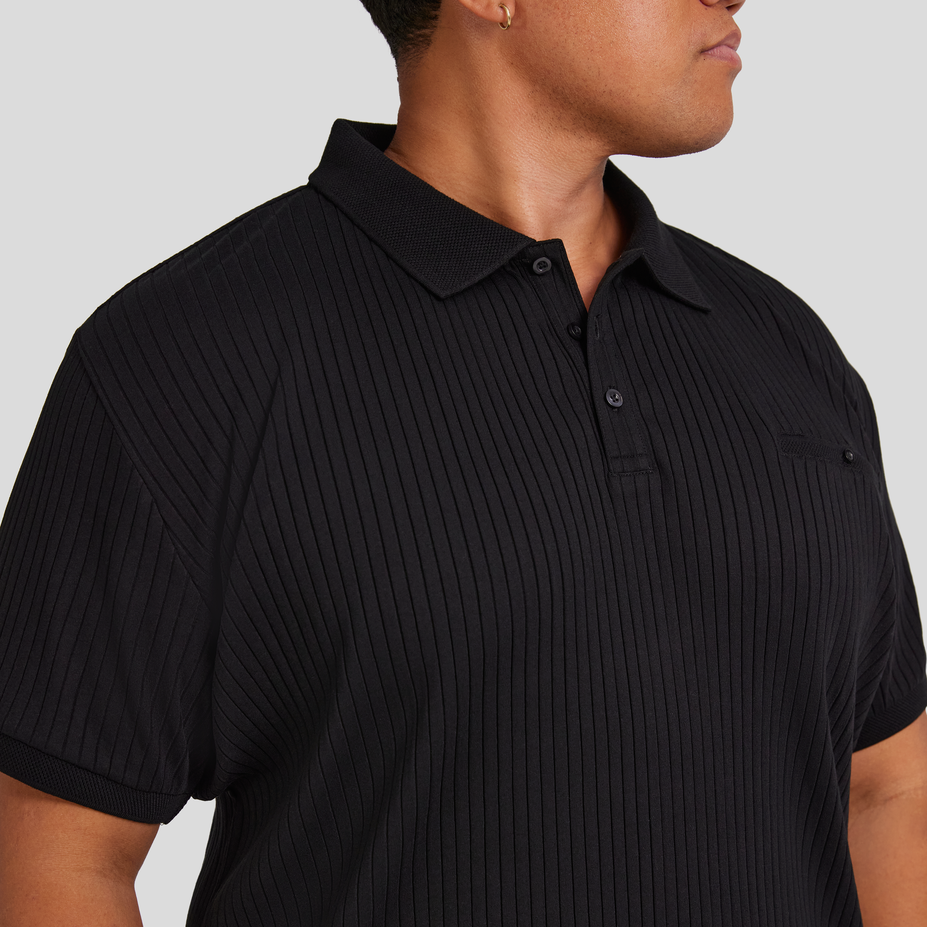 Black Marco Rib Polo