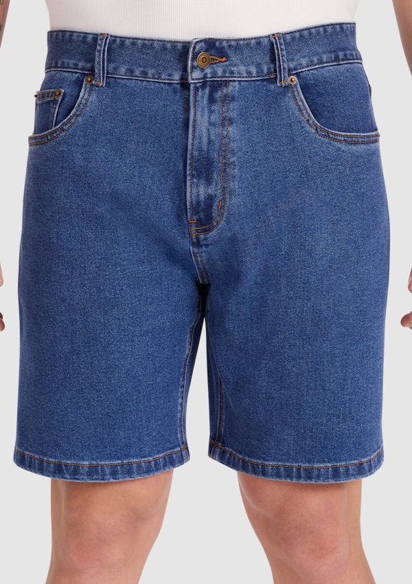 Mid Wash Max Stretch Denim Short