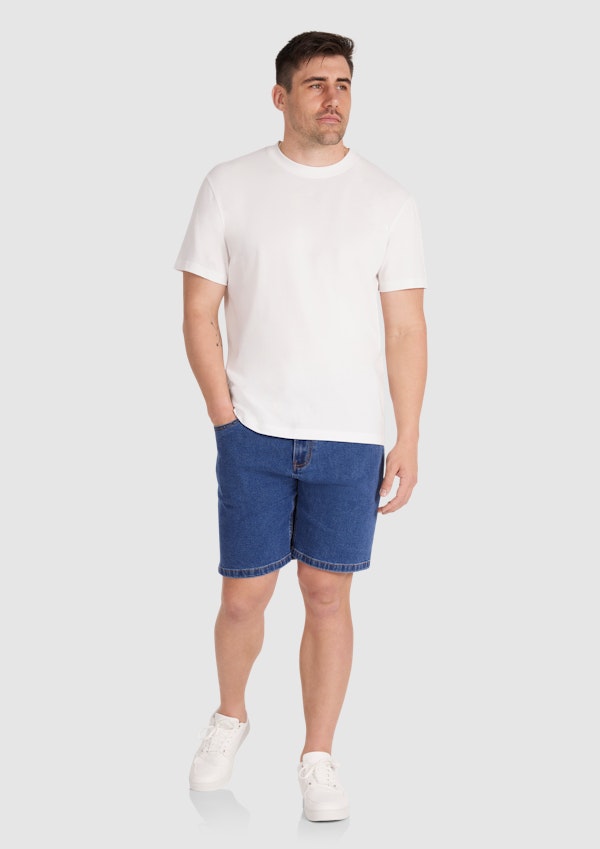 Mid Wash Max Stretch Denim Short