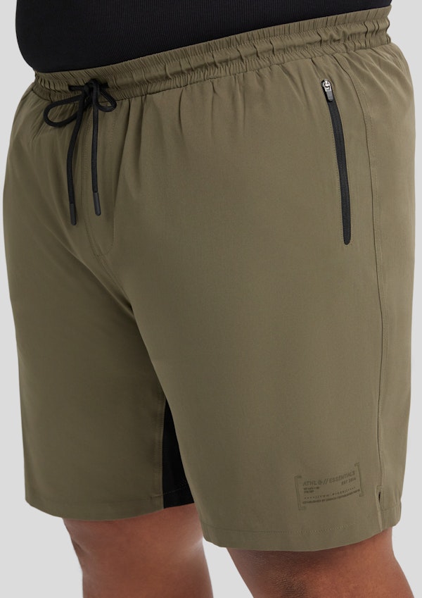 Khaki Active Woven Stretch Short