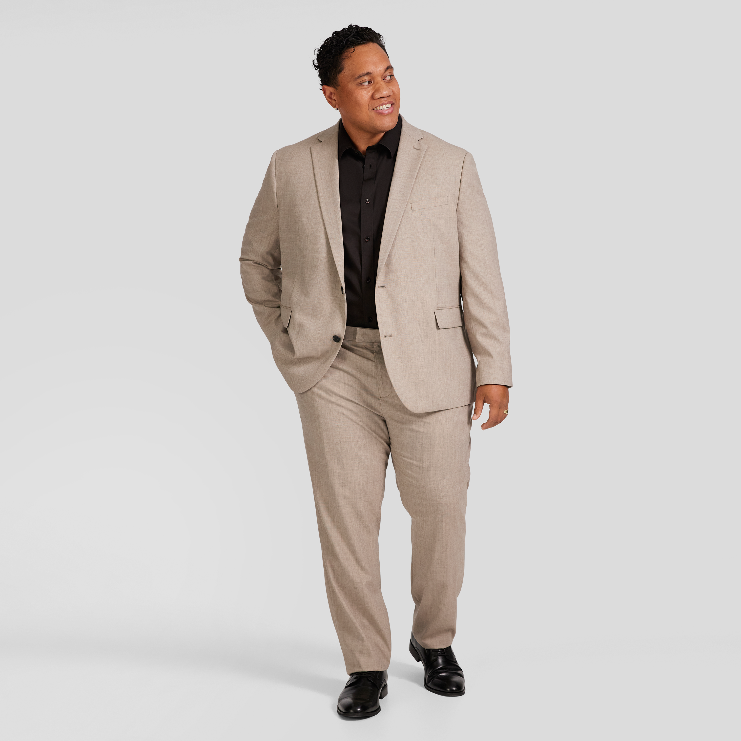 Beige Archer Wool Blend Suit Jacket