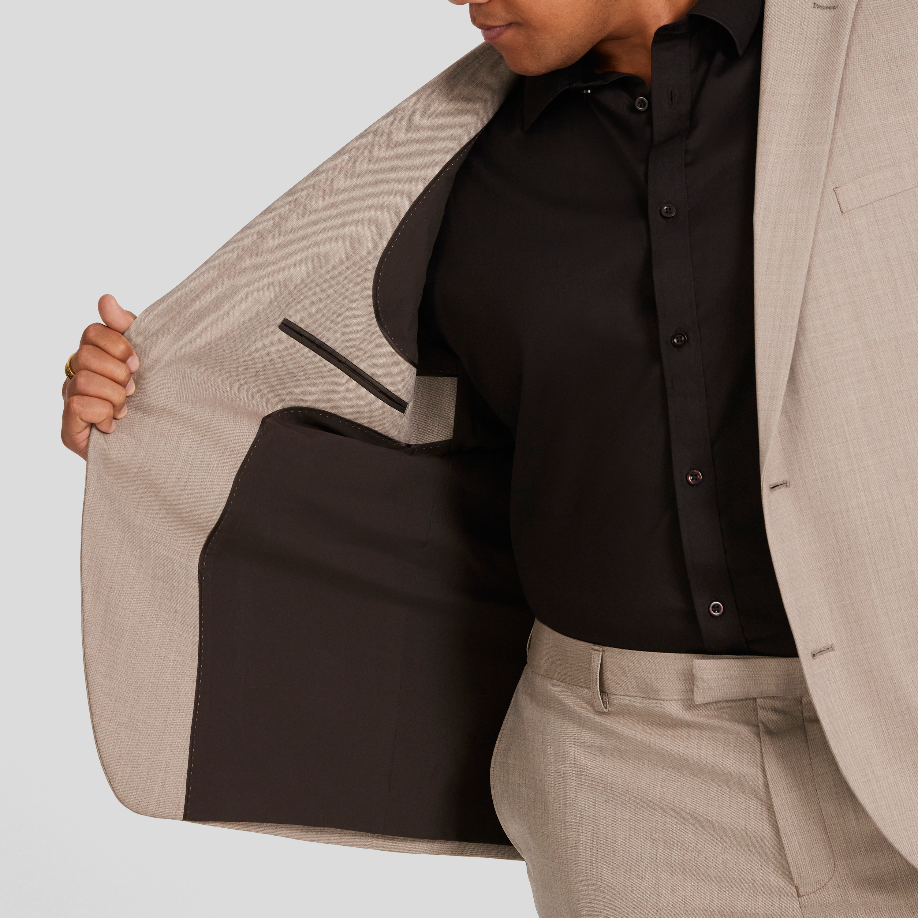 Beige Archer Wool Blend Suit Jacket