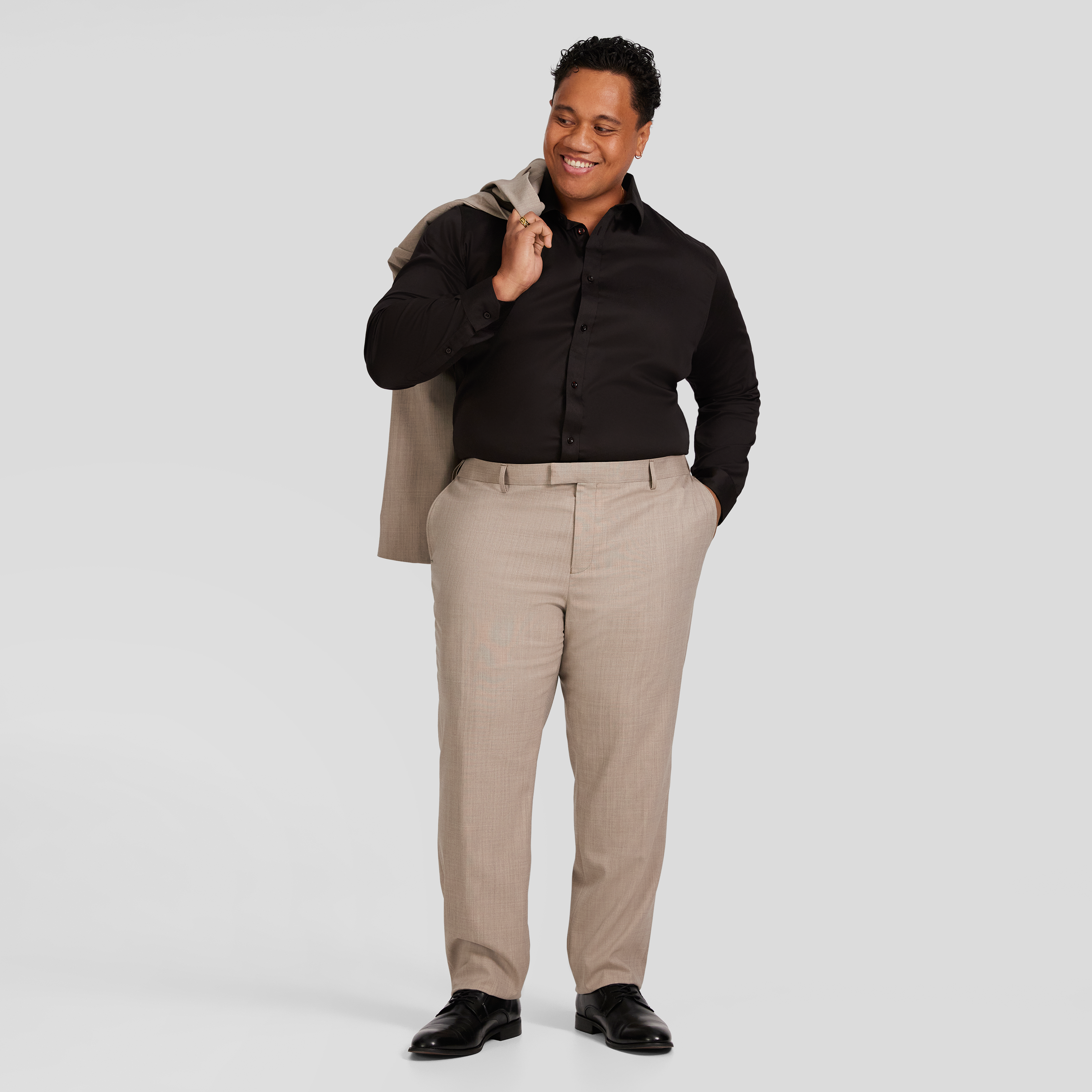 Beige Archer Wool Blend Suit Jacket