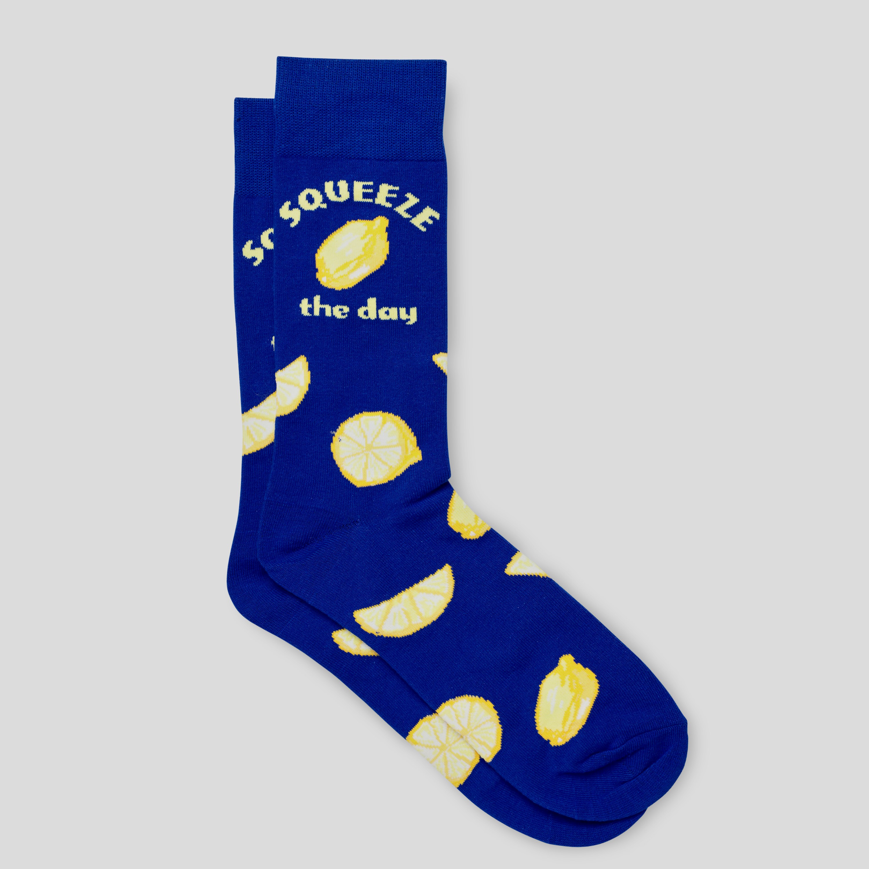 Royal Blue Lemon Fancy Sock | Men's Accessories | Johnny Bigg AU